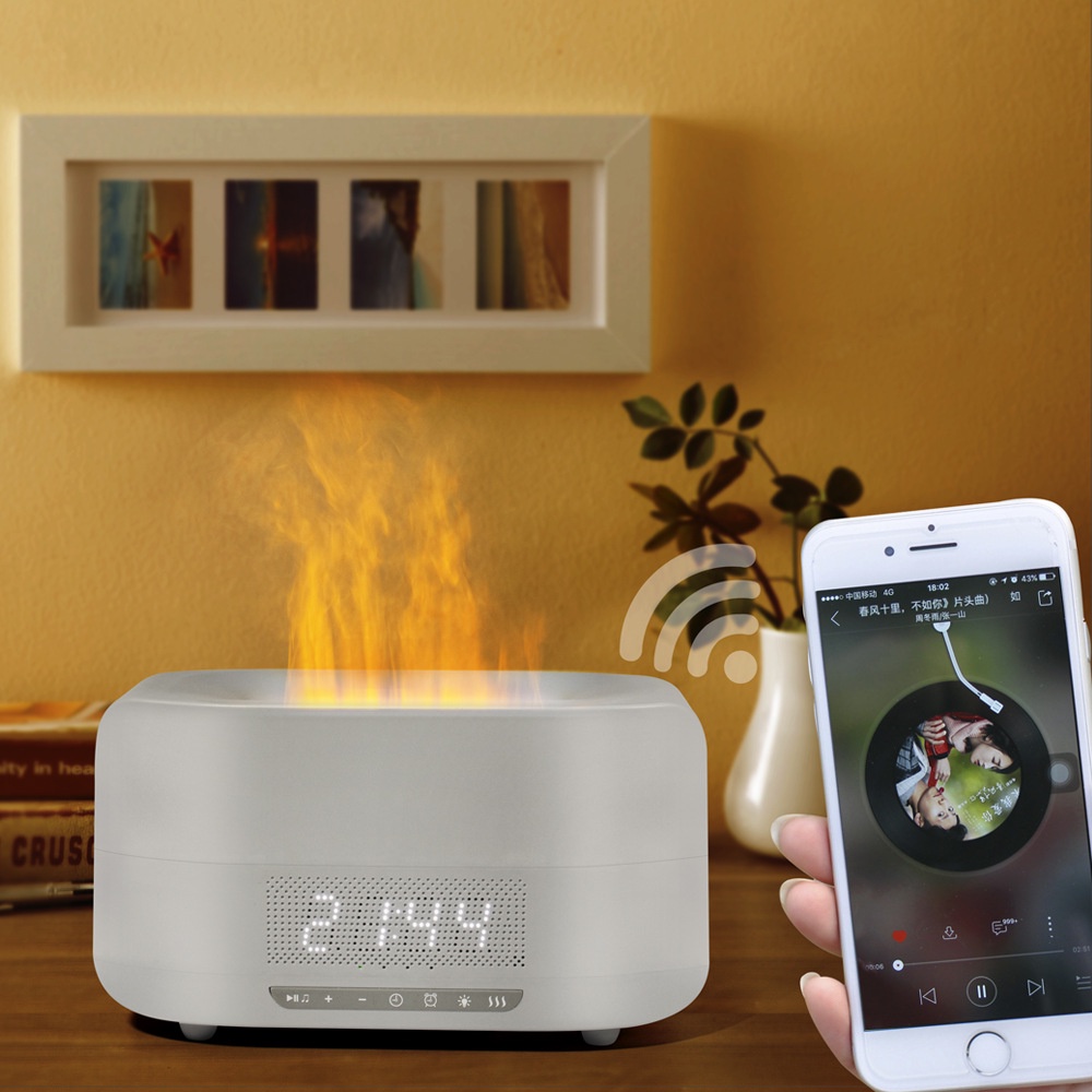 Máy Xông Tinh Dầu Ngọn Lửa, Loa Bluetooth Nghe Nhạc, Tặng Kèm Remote Điều Khiển Từ Xa, Đèn LED Lửa 3D