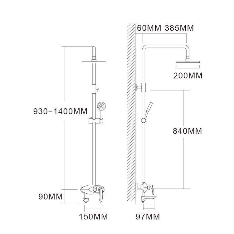 Bộ sen cây tắm đứng Đồng Crôm, Vòi hoa sen tắm đứng Sáng Bóng Bát tròn - Hàng Nhập Khẩu