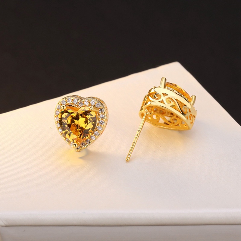 Fancyqube Bông Tai Bạc 925 Hình Trái Tim Đính Đá Zircon Thời Trang Dành Cho Nữ