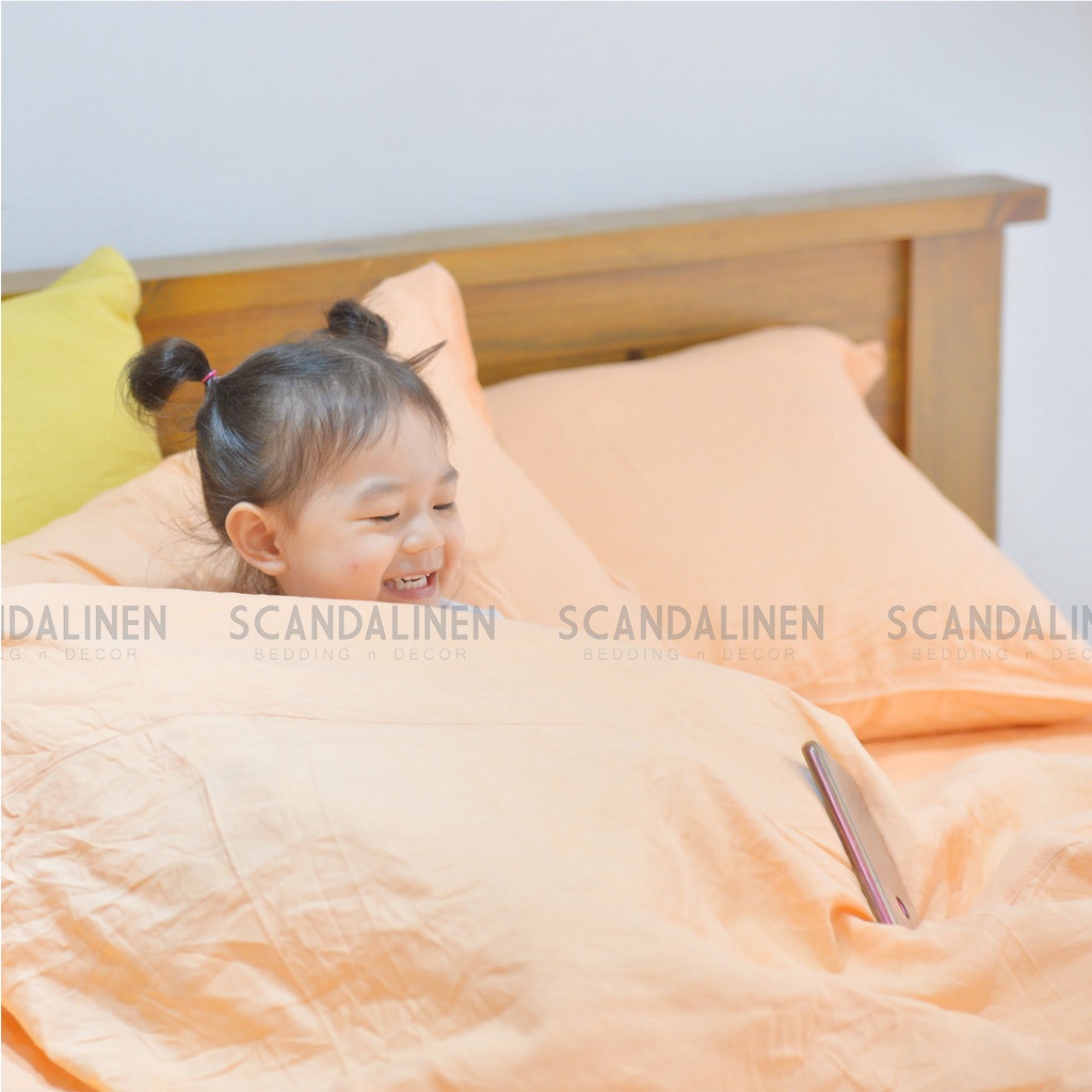 Bộ Chăn Ga Gối Linen Bamboo – Cam Đào 42