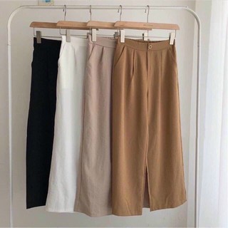 Quần culottes chất đũi cạp khuy