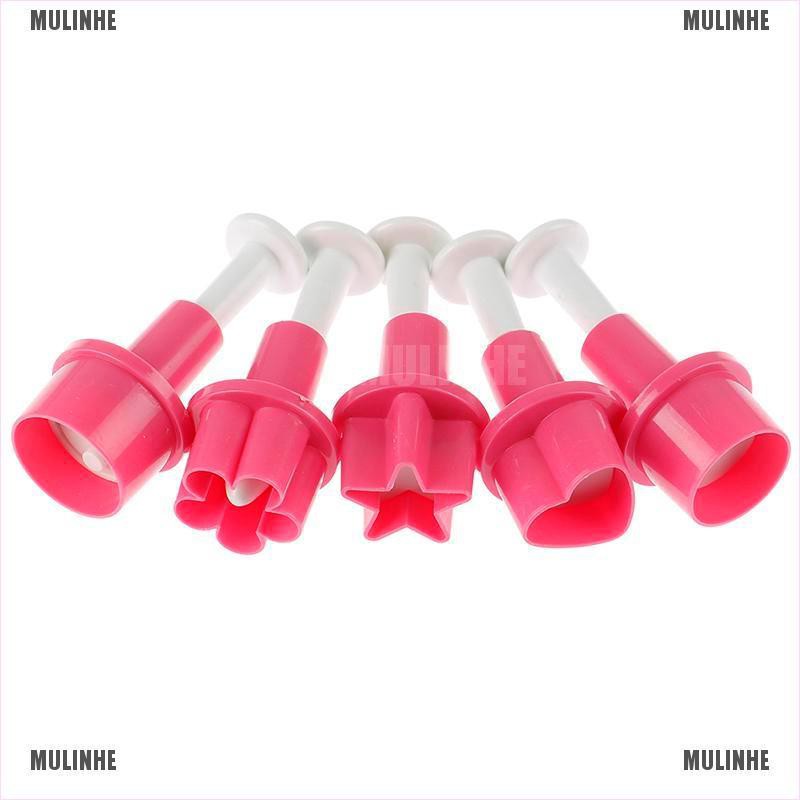 Bộ 5 Khuôn Nhựa Cắt Bánh Quy Hình Ngôi Sao / Trái Tim / Nút Áo / Cúc Áo