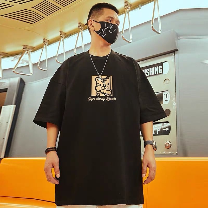 Áo Thun Tay Ngắn Cổ Tròn Dáng Rộng In Họa Tiết Hoạt Hình Phong Cách Hip Hop Thời Trang Mùa Hè Cho Nam Size M-8XL