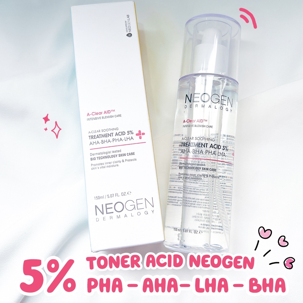 Toner Tẩy Tế Bào Chết 5% PHA - AHA - LHA - BHA Dưỡng Sáng Ngừa Mụn Neogen Dermalogy Treatment Acid 30ml/150ml