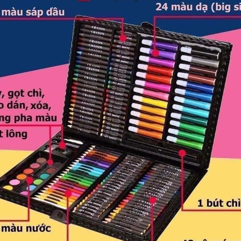 Hộp Bút Màu 150 Chi Tiết Cho Bé, Bộ Màu vẽ Đa Năng
