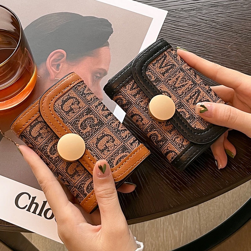 Ví Ngắn Đựng Thẻ ID / Tiền Xu In Chữ Gấp Gọn Thời Trang Công Sở Cho Nữ Giá Đỡ