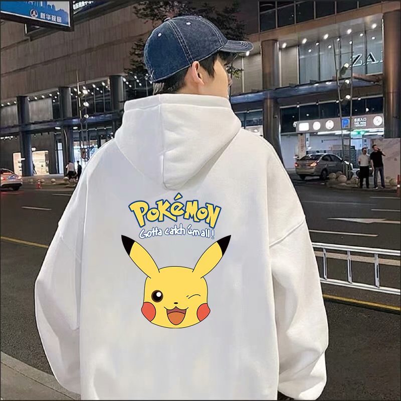 Áo khoác có mũ trùm dáng rộng thời trang cá tính M-5XL Pikachu Hoodie Nhật Bản Phong cách Đại học Thông thường Giảm béo