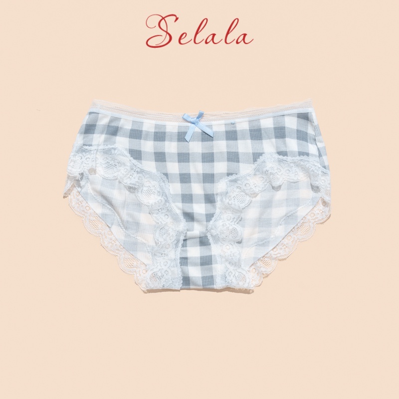 Quần Lót Nữ Selala Caro Viền Ren Sexy Thoáng Mát Thấm Hút Tốt Không Gây Hằn QC17