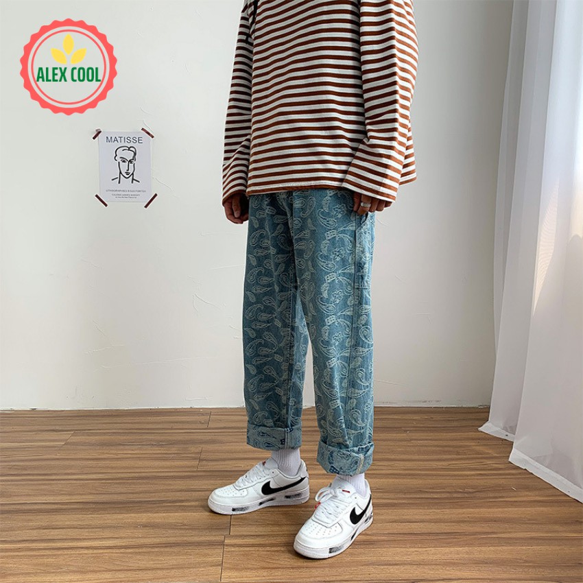Quần jean Baggy ống xuông nam nữ hình gọt nước QJ 03 hottrend hàn quốc 2023