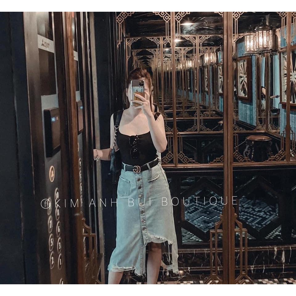 Chân Váy Cúc Dọc Rách 1 Bên Hot Hit | BigBuy360 - bigbuy360.vn
