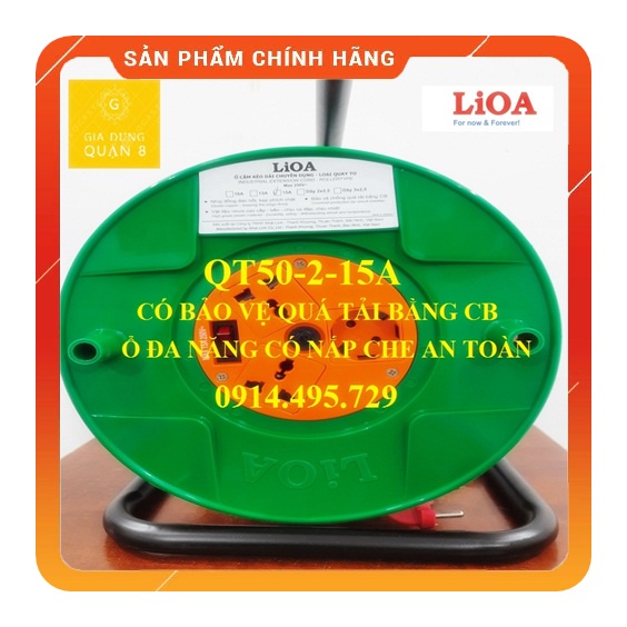 {SIÊU GIẢM GIÁ} Ổ CẮM ĐIỆN Ổ CẮM RULO LIOA QT50-2-15A ĐA NĂNG 50 MÉT DÂY QUAY TAY ( CÓ BẢO VỆ QUÁ TẢI)- GIA DỤNG QUẬN 8