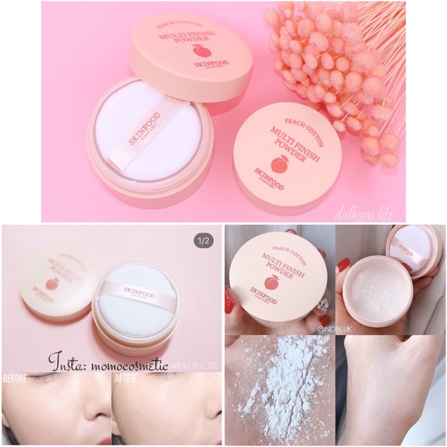 Phấn phủ dạng bột Peach Cotton Multi Finish Powder - Skinfood