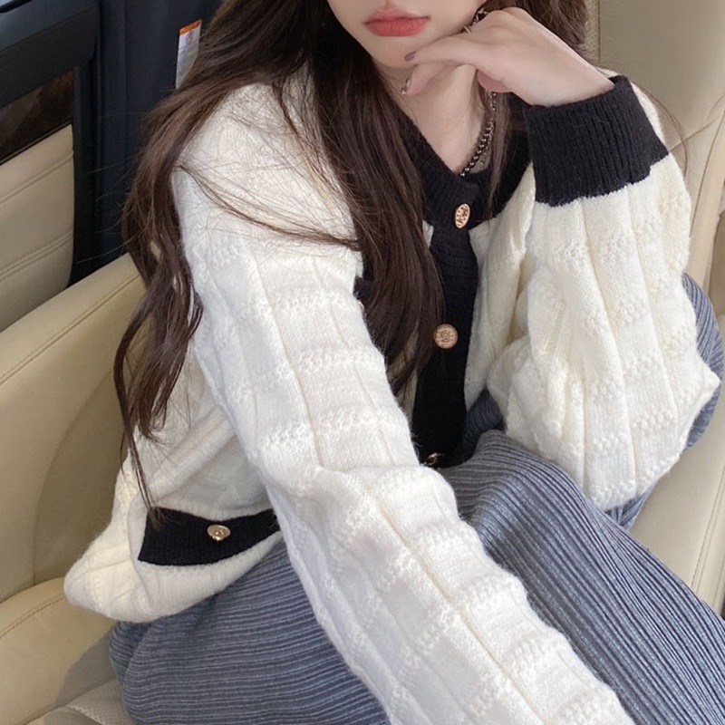 Áo Sweater Dệt Kim Dáng Ôm Thời Trang Pháp 2022 Dành Cho Nữ