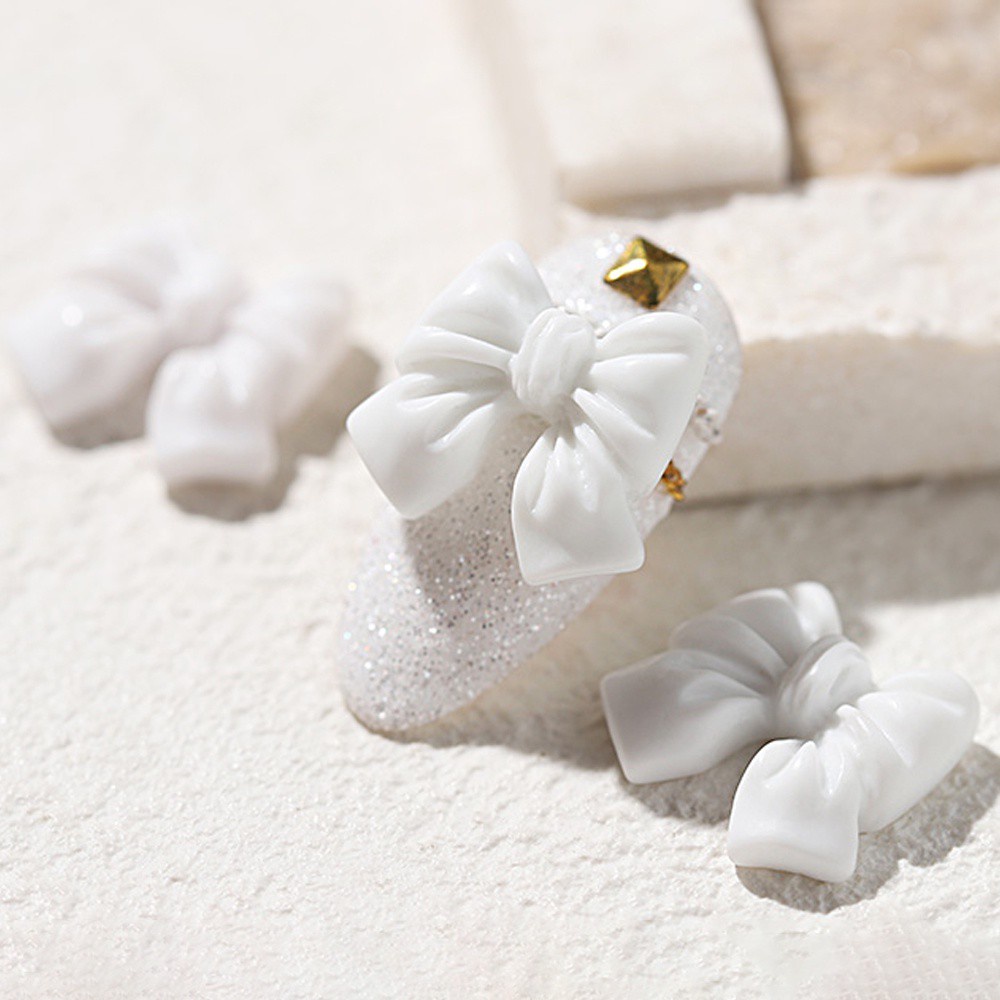 Bộ 8 Phụ Kiện Trang Trí Móng Tay Hình Nơ 3D Phong Cách Châu Âu Cổ Điển