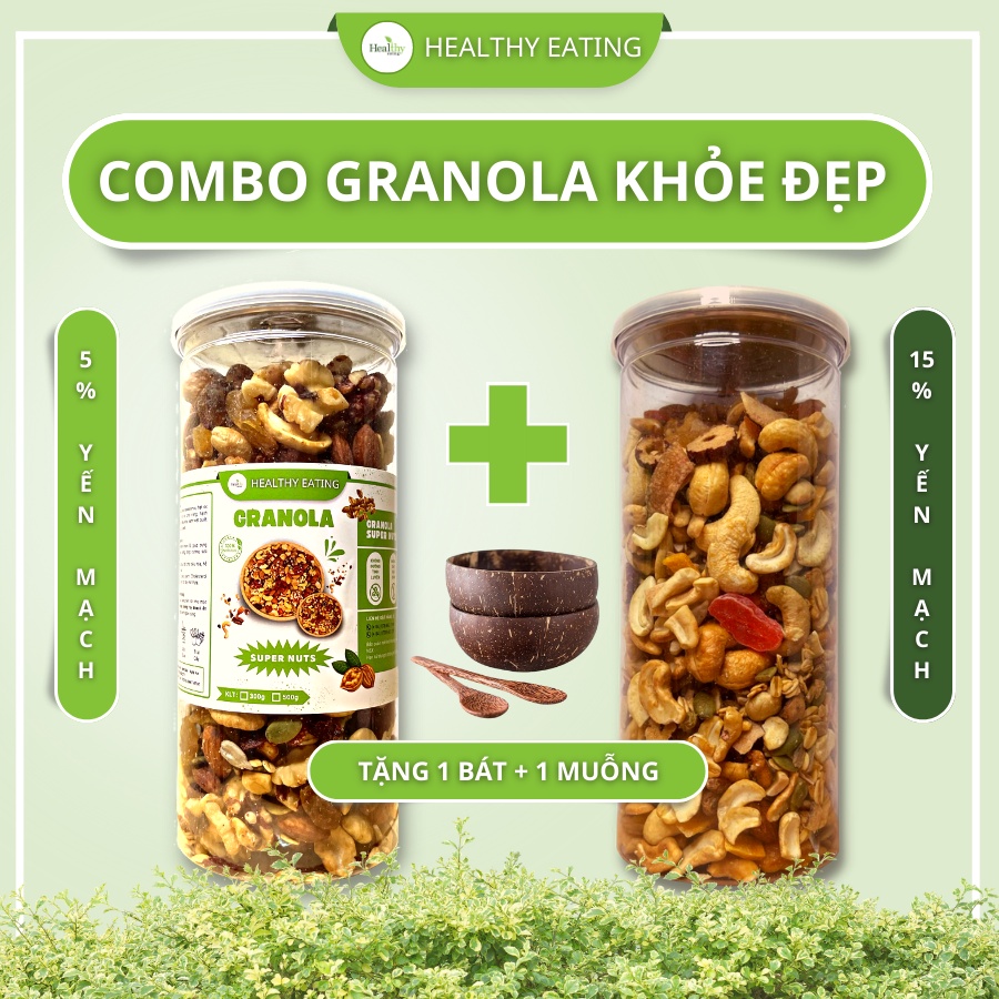 Granola Giảm Cân Khoẻ Đẹp - Loại Siêu Hạt Ngũ Cốc Ăn Sáng Eat Clean Cho Dân Tập Gym, Dân Văn Phòng Bận Rộn