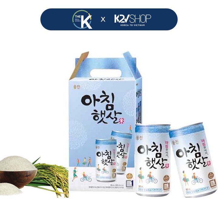 Lốc 15 Lon Nước Gạo Rang Hàn Quốc Woongjin 180ml