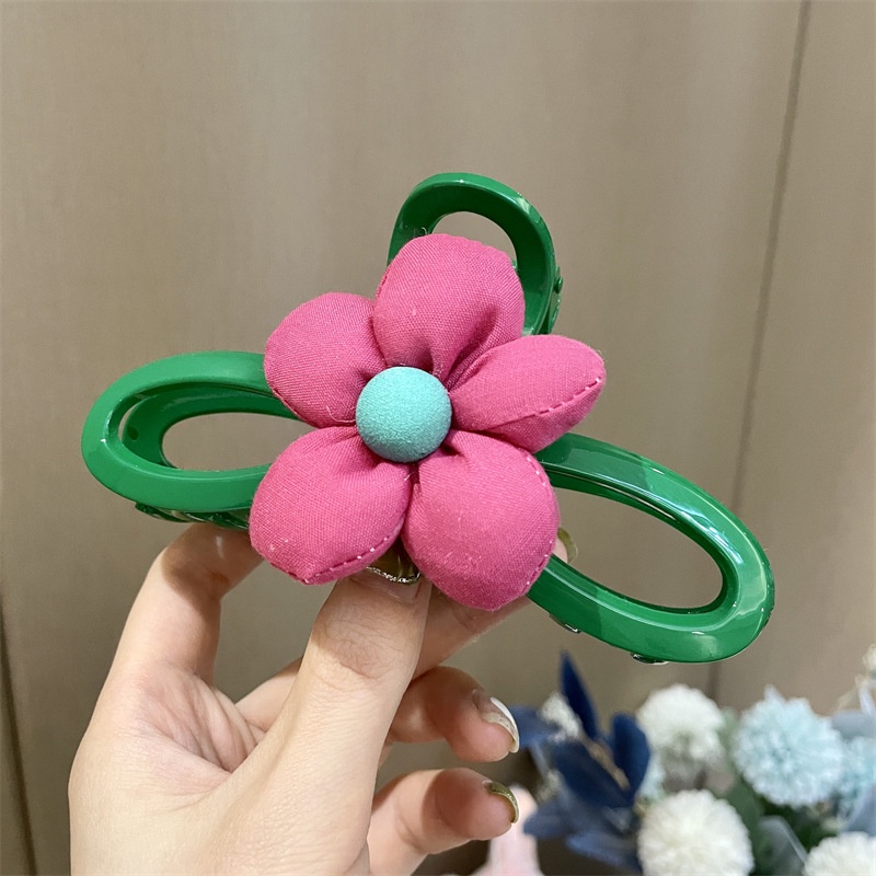 Kẹp Tóc Nhựa Hình Cá Mập Xanh Lá / Đỏ Hoa Hồng Lớn Thời Trang Xuân Hè Hàn Quốc Cho Nữ