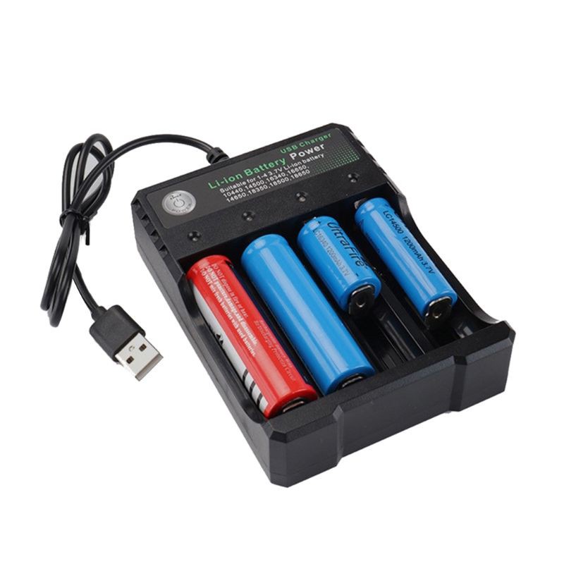 [yxa] 3.7V 18650 4 Slots Charger Portable 18350 16340 14500 USB Interface Intelligent Vape Independent Li-ion Battery Charging Device