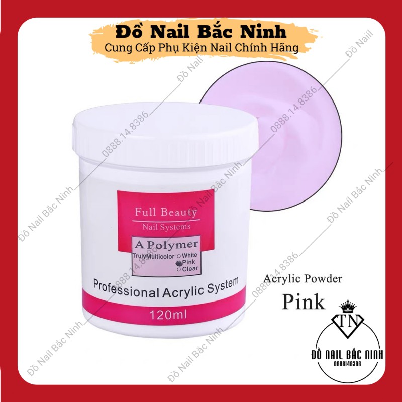 Bột Ez Flow Đắp Móng Làm Hoa Nail, Bột Dẻo Sẵn 3 Màu Pink, Clear, White Hũ 120ml