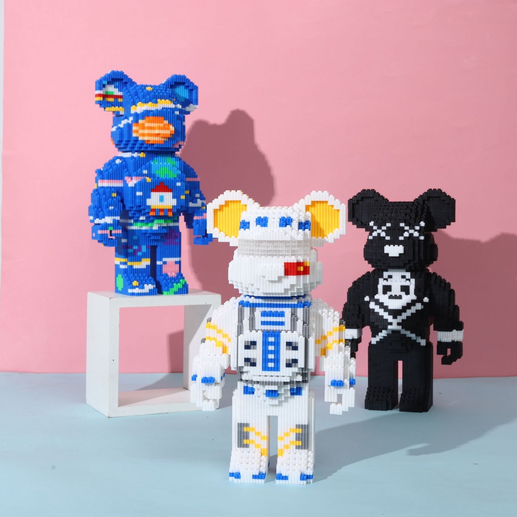 Bộ lắp ráp Bearbrick 36 cm ANDY KIDS có đèn búa 3D size cỡ lớn mô hình lắp ghép Bear Brick trang trí bàn học
