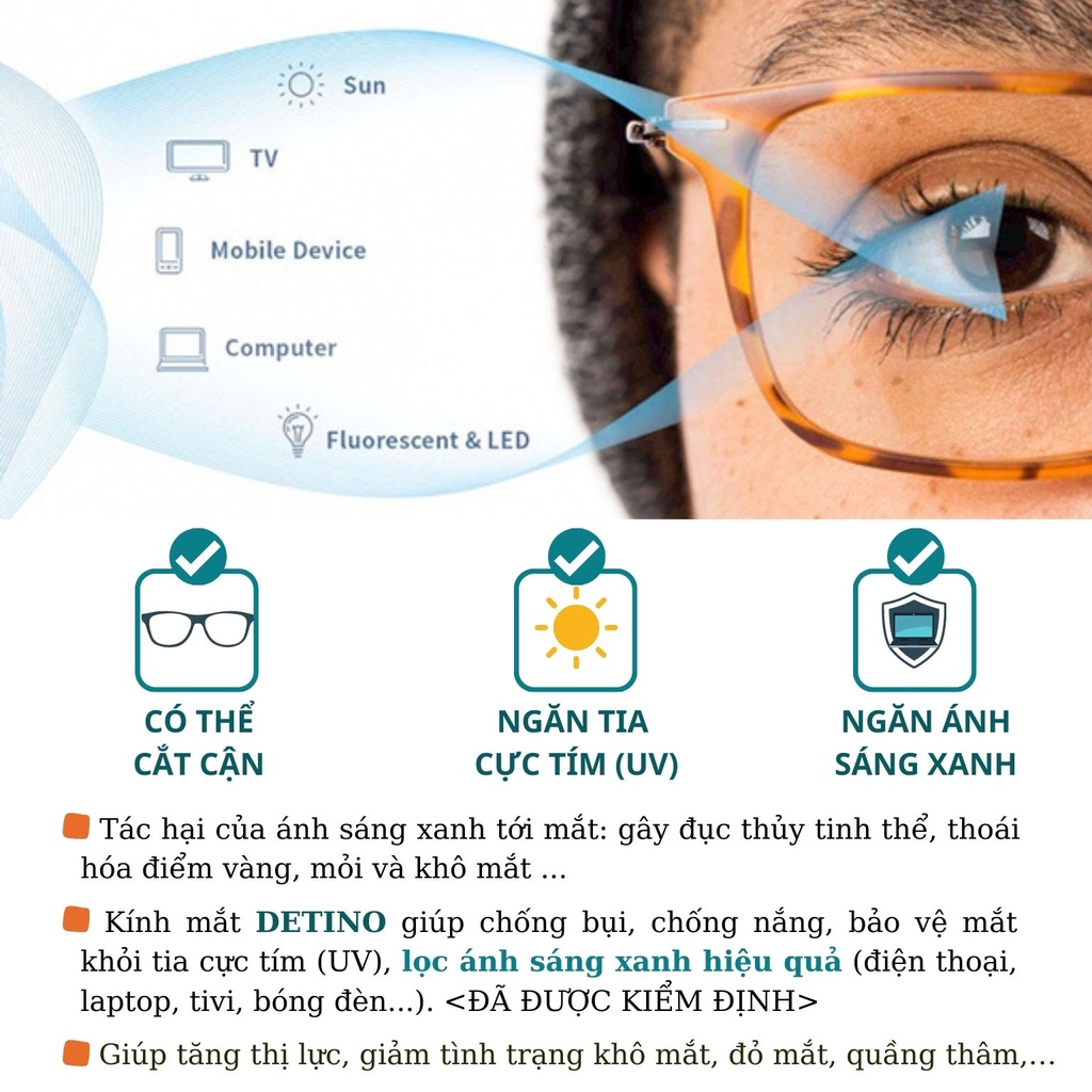 Kính nam thời trang, mắt kính nam cận cao cấp đẹp gọng vuông phù hợp mặt tròn chống tia UV và ánh sáng xanh K01