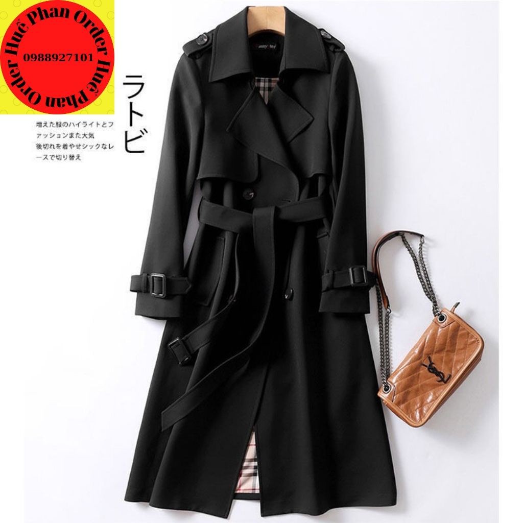 Áo khoác mangto dáng dài kèm đai thắt hàng Quang Châu Cao cấp áo dày hơn 1kg dài 106cm