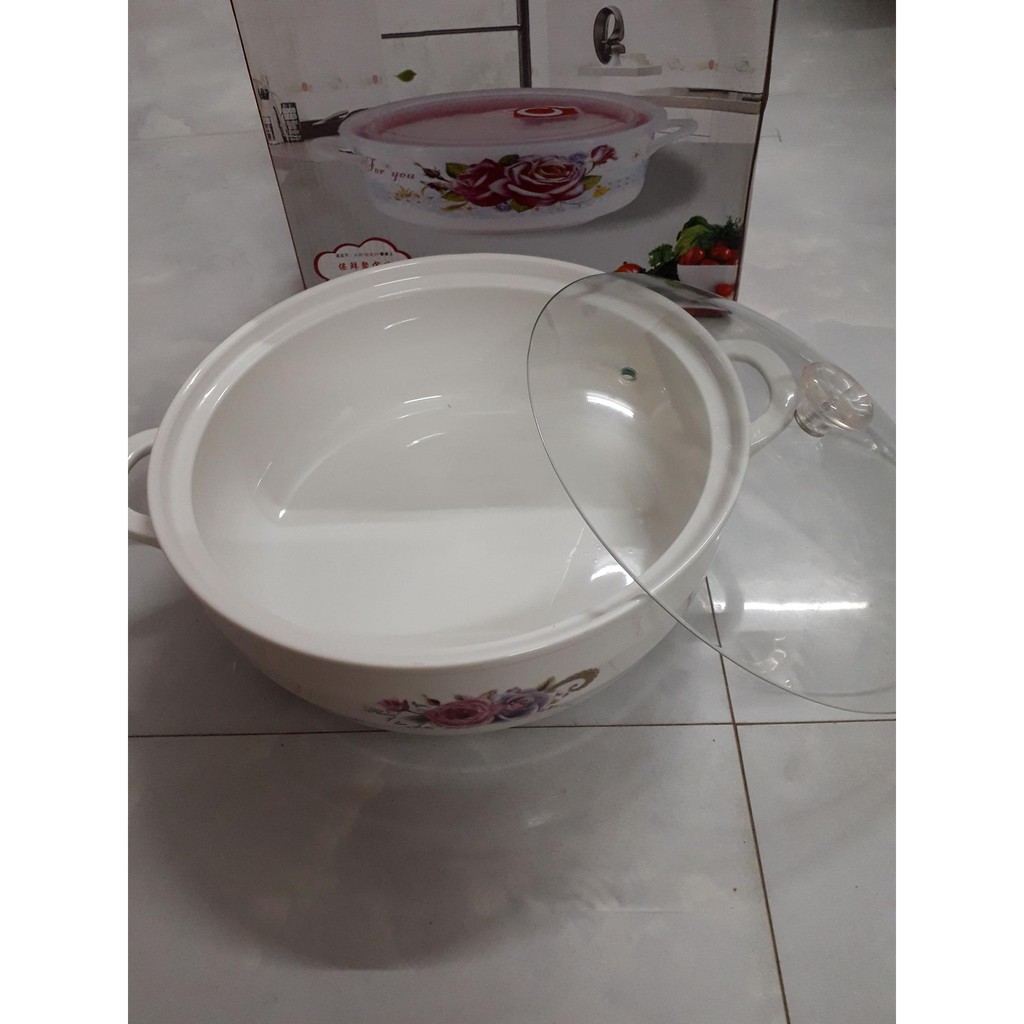 Nồi sứ nắp thủy tinh số 10, thấp