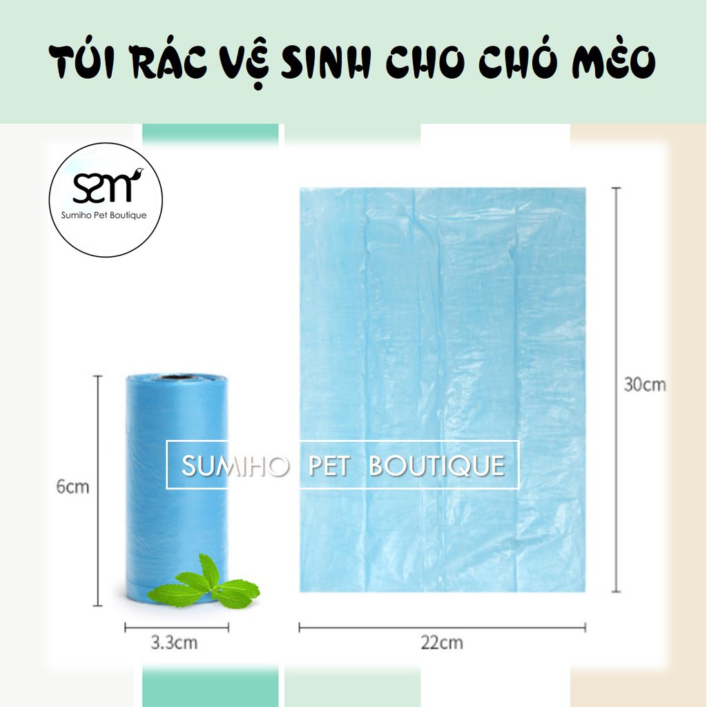 Túi rác dọn vệ sinh cho chó mèo (1 cuộn 20 túi nhỏ) - Túi hót shit thuận tiện khi mang thú cưng đi chơi