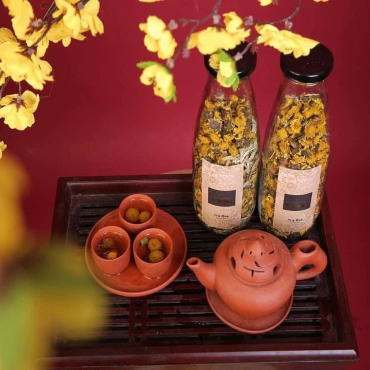 Trà hoa cúc Jan's chai thủy tinh tiện lợi 30g nguyên bông sấy lạnh tiêu chuẩn Nhật Bản