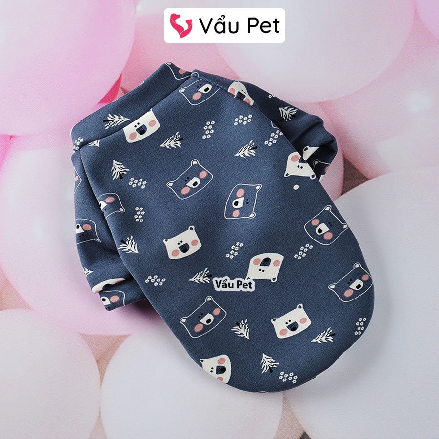 Áo cho chó mèo Nỉ họa tiết ngộ nghĩnh mùa đông - Quần áo cho chó poodle, con, lớn, mèo, thú cưng Vẩu Pet Shop