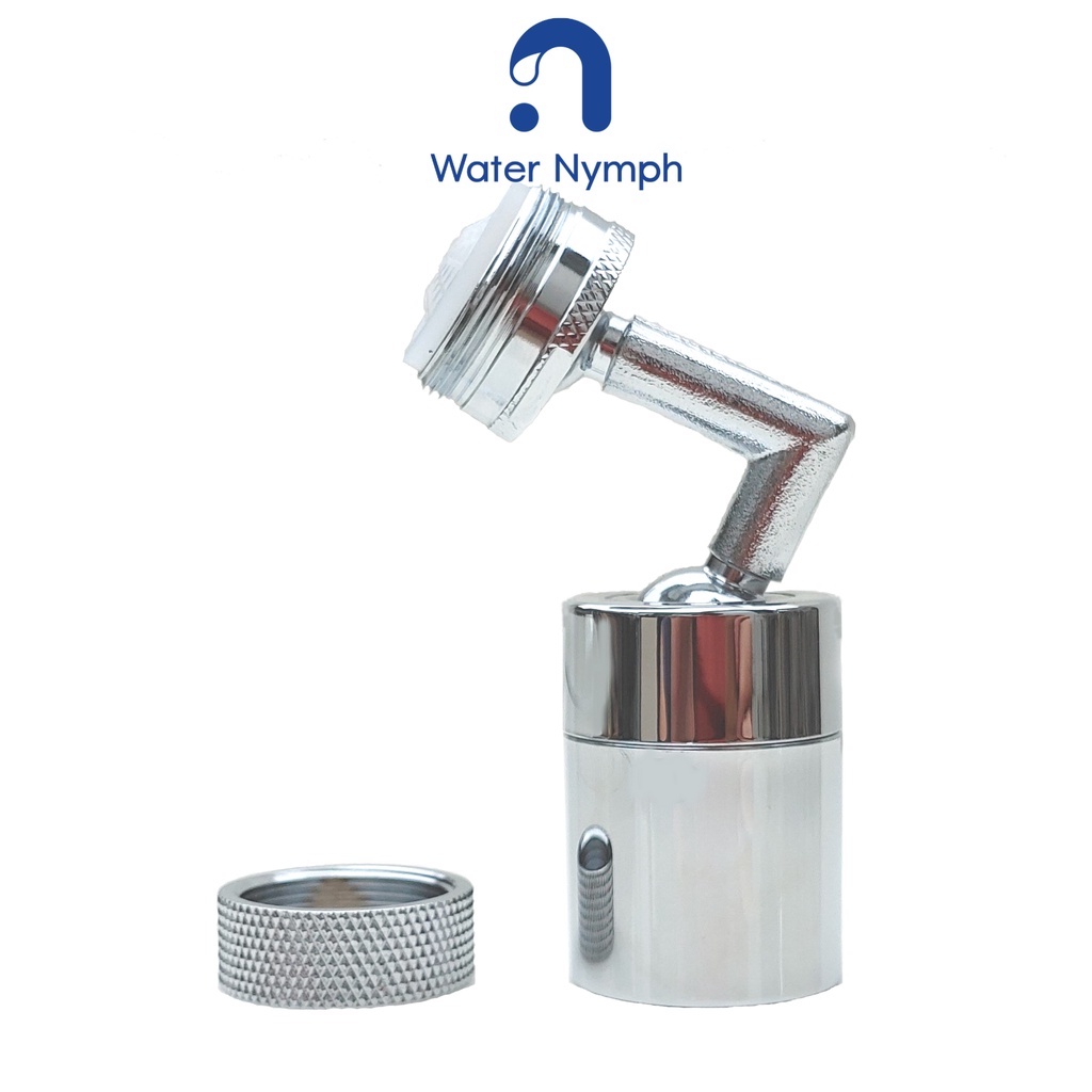 Đầu nối vòi nước xoay 720 độ, bằng đồng thau cao cấp Waternymph, tạo bọt, chống bắn, hai chế độ phun (tặng kèm ren)