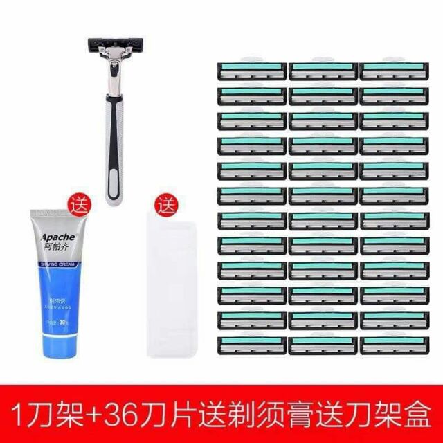 Set dao cạo râu + 36 bàn cạo kèm dao lam +tuýt kem cạo râu