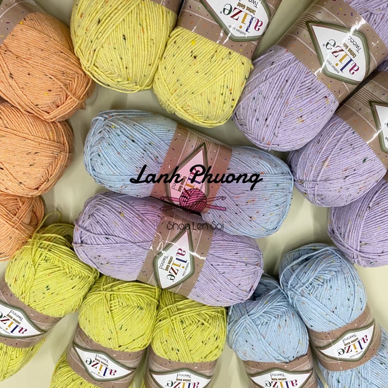 Len Cotton Gold Tweed Đốm Sắc Màu 100gr