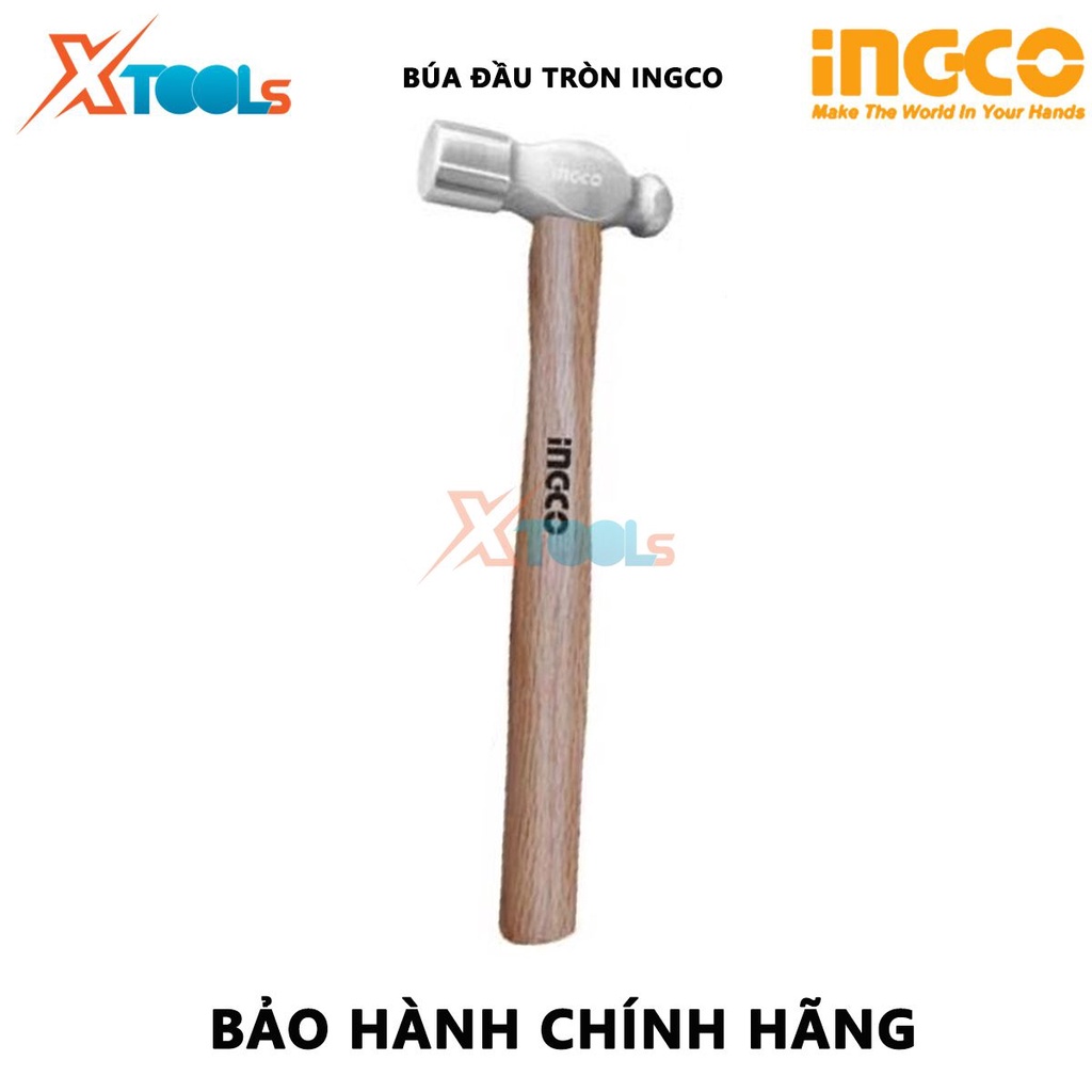 Búa đầu tròn INGCO | búa tay cầm gỗ Trọng lượng: 16oz-24oz / 450g-660g Tay cầm bằng gỗ cứng dùng để gò các dụng cụ bằng