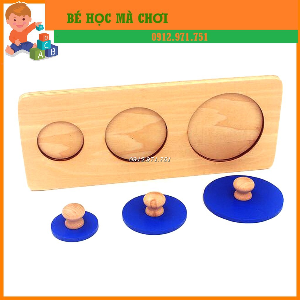 Giáo cụ Montessori 0-3 tuổi - Ghép hình hình tròn to nhỏ