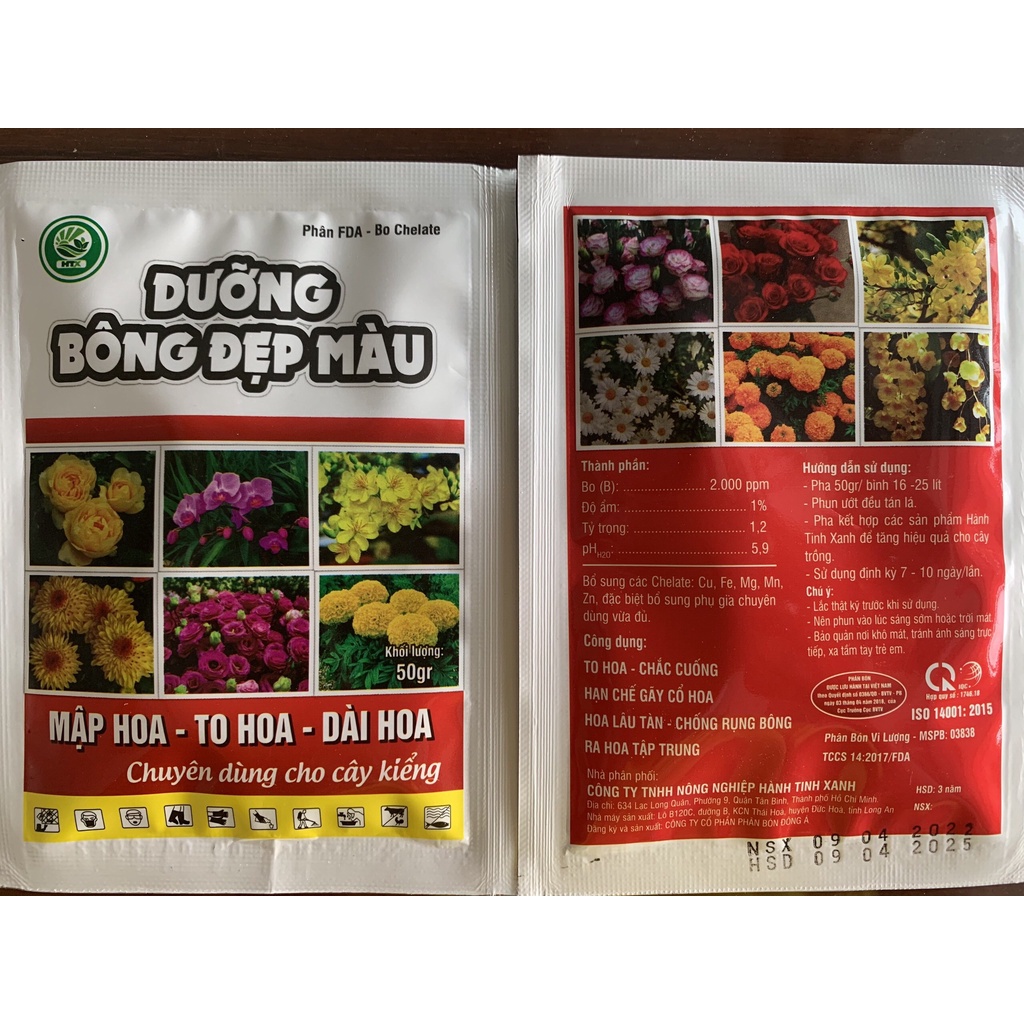 Phân bón Dưỡng bông đẹp màu, chuyên dùng cho cây kiểng - gói 50g