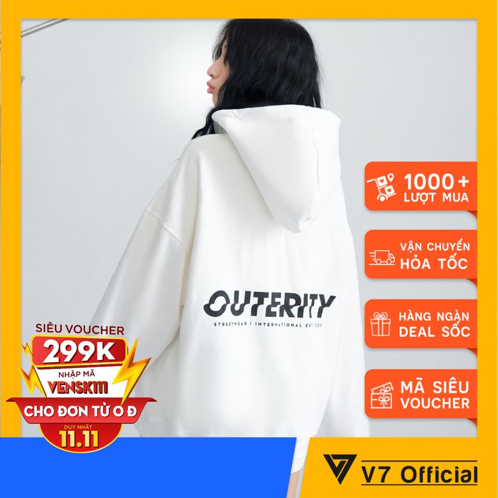 Áo Hoodie mẫu OUTERITY Essentinal- áo nỉ unisex MÀU trắng nhiều size (N134)