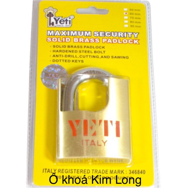 Khoá YETI 6 phân chống cắt chìa khoá vi tính