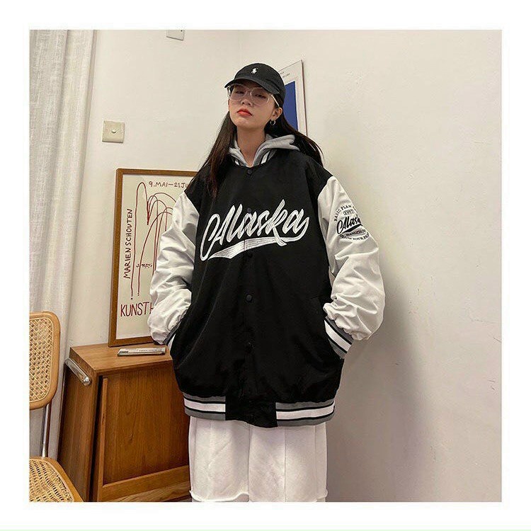 Áo Khoác Bomber Phối Viền Cổ Ulzzang Form Rộng In Chữ Maska Chất Dày Đẹp Zinti BB02