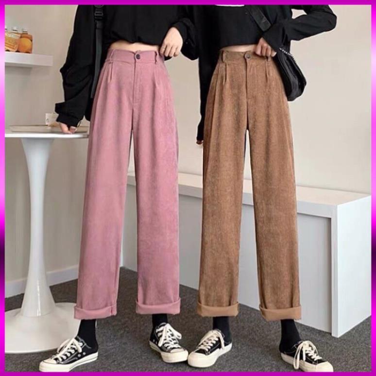 [ Xả Kho 3 Ngày ]  QUẦN NHUNG TĂM ỐNG SUÔNG NHIỀU MÀU,QUẦN ỐNG RỘNG ULZZANG NHUNG TĂM XUẤT HÀN | BigBuy360 - bigbuy360.vn