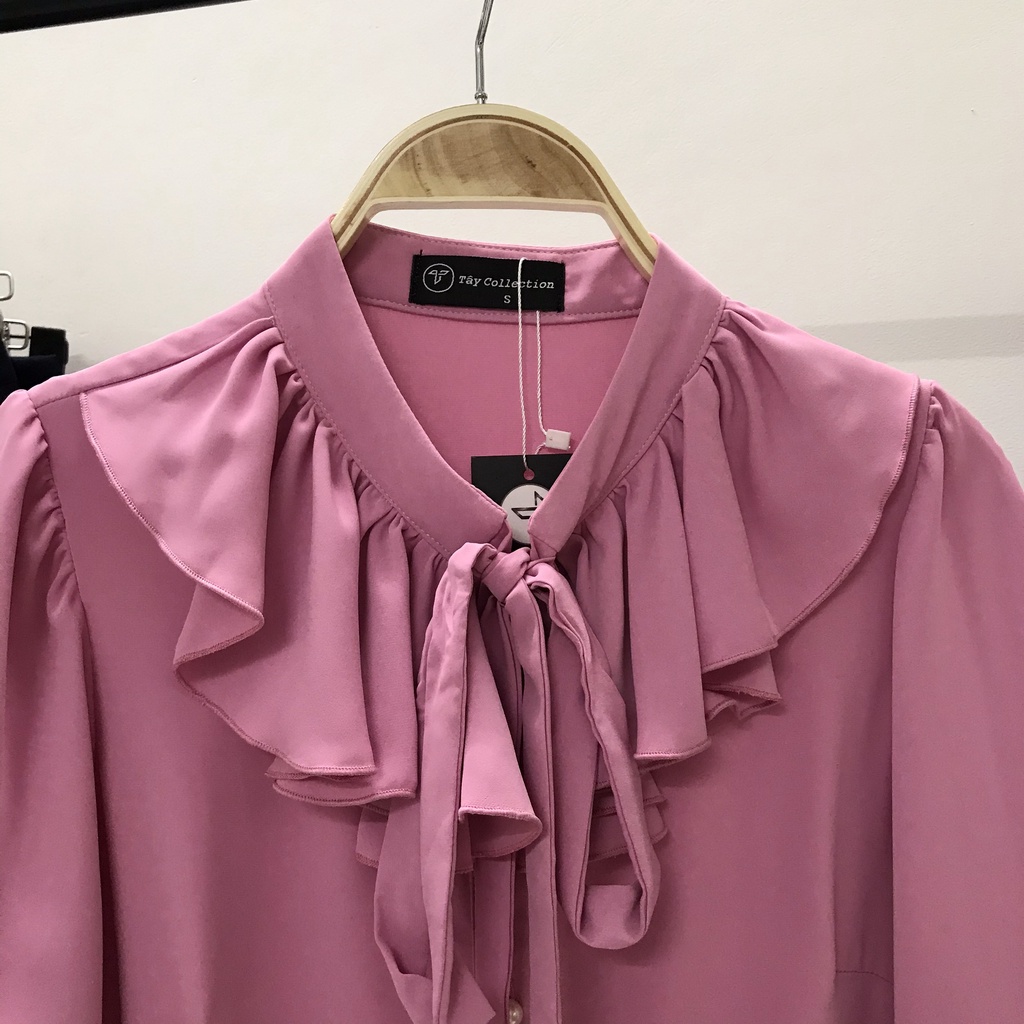 Áo sơ mi cổ phối bèo cột nơ TÂY COLLECTION thanh lịch, trẻ trung, hottrend 2022