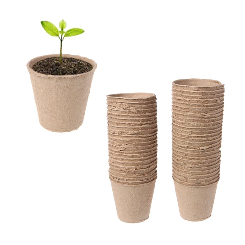 TO-GD 50Pcs 2.4\Paper Pot Plant Starters Seedling Herb Seed Nursery Cup Kit Eco-Friendly Home Cultivation