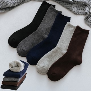 Set 5 đôi tất trơn nam cổ cao cotton dày dặn giữ ấm Combo 5 đôi vớ cổ cao nam màu trơn cao cấp