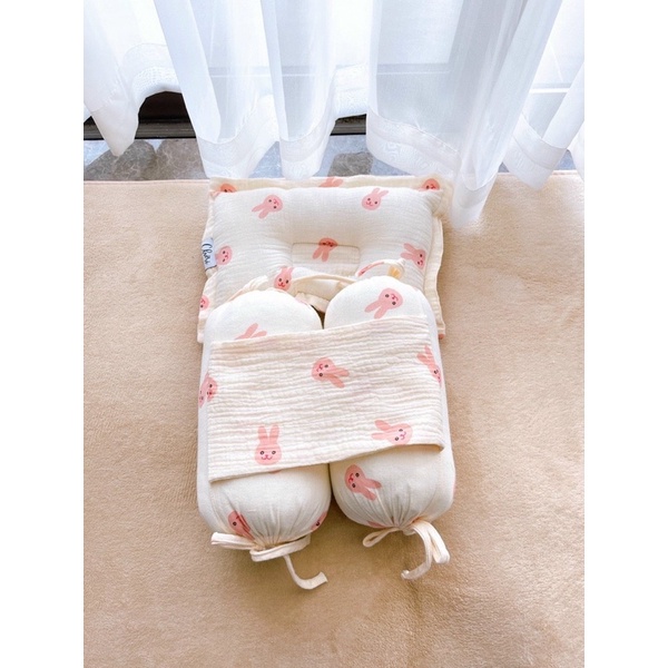 Chéri - Bộ Gối +Gối chặn Muslin bông hữu cơ cho bé