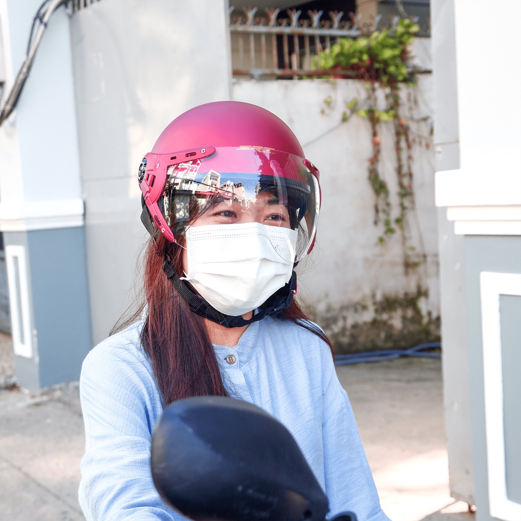 Mũ Bảo Hiểm Nửa Đầu có kính - Nón 1/2 Kính Càng lồng ép nhiệt cao cấp A33K