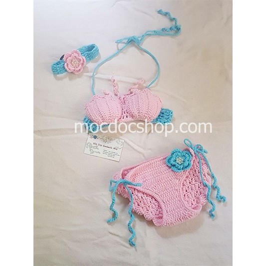 Bikini len cho bé gái [áo bơi độn mút cẩn thận, quần chíp mông vẩy cá] đồ bơi đi biển cho bé chụp hình