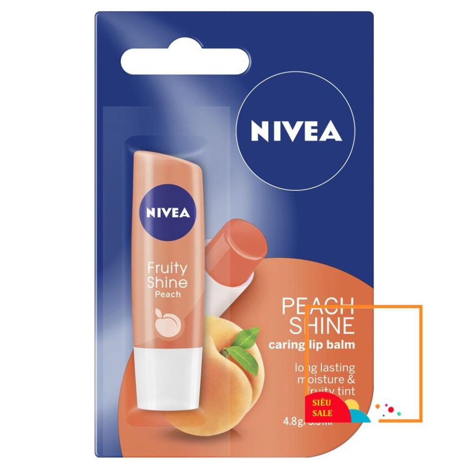 Son Dưỡng Môi Hương Đào Nivea Peach Shine Lip Balm 4.8g