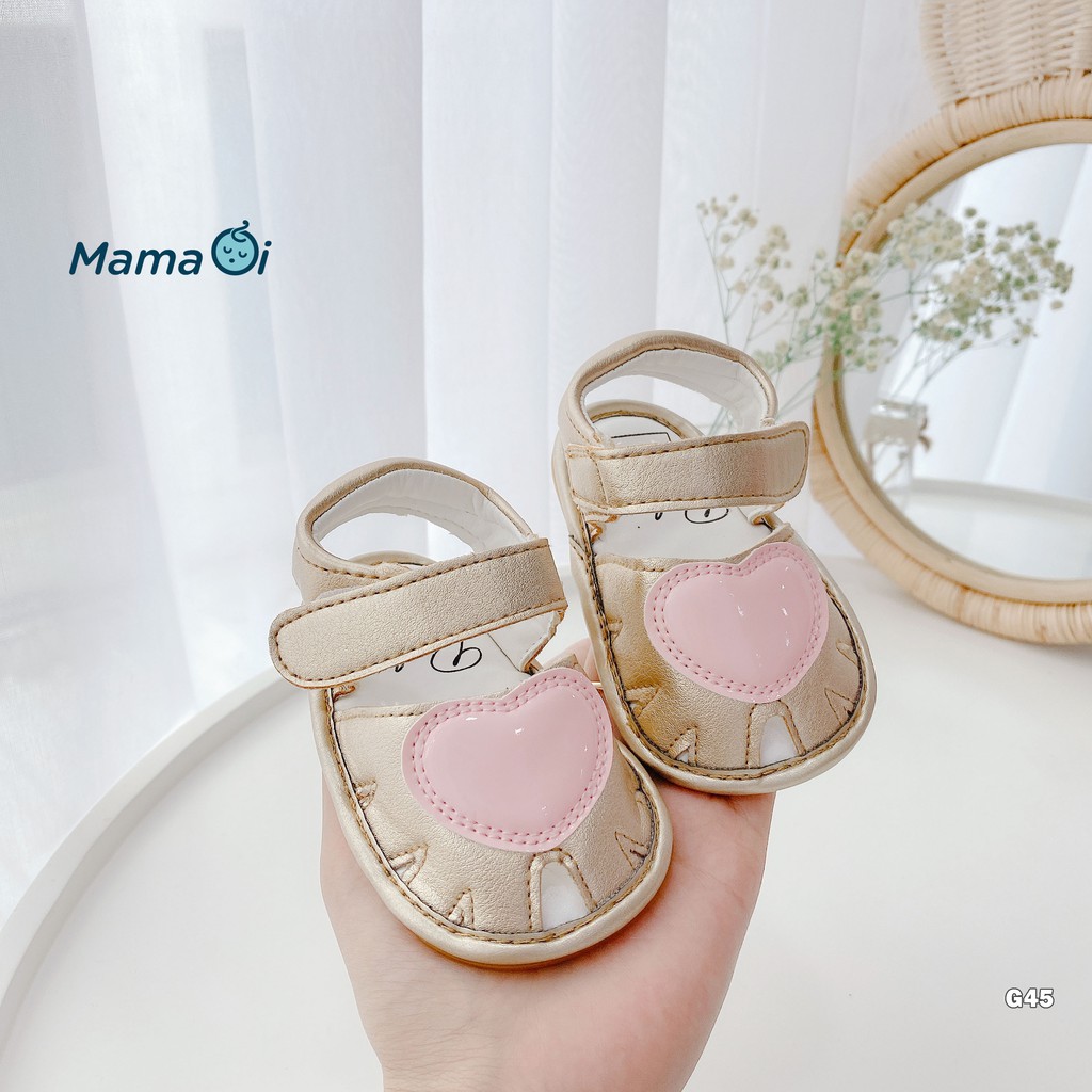 Giày sandal cho bé dép tập đi đế nhựa cao su mềm màu be cho bé yêu 0-18 tháng của Mama ơi - Thời trang cho bé