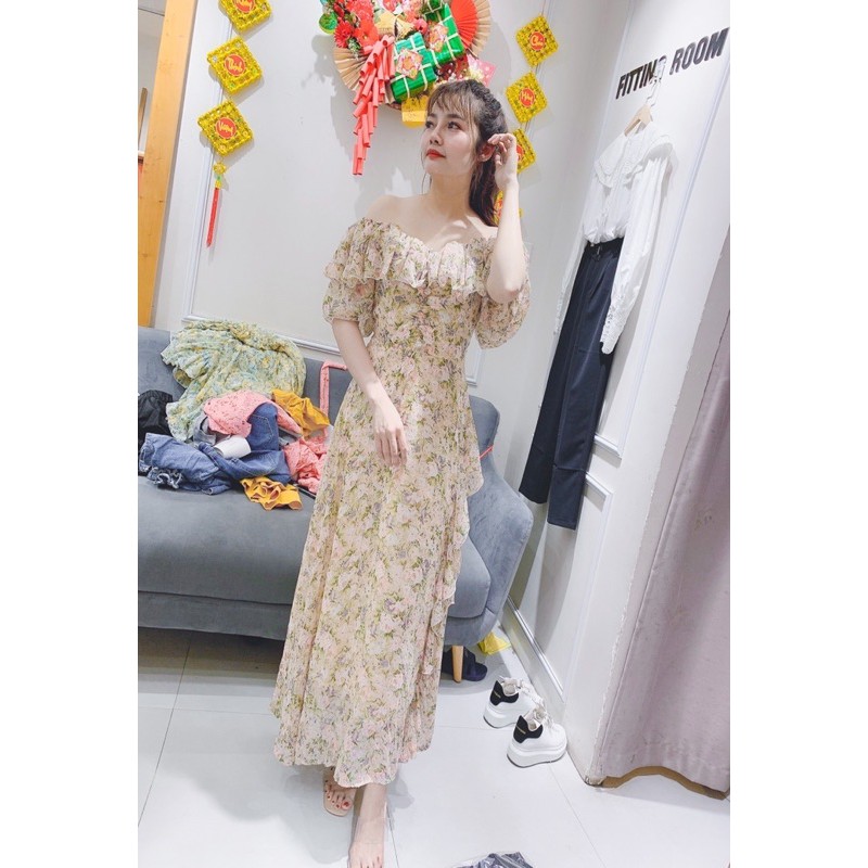 VÁY MAXI HOA BÈO CHẤY ĐẸP MS31078