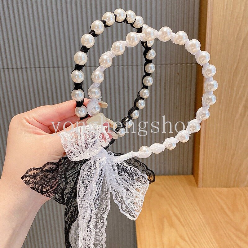 Băng Đô Cài Tóc Đính Ngọc Trai Và Ruy Băng Dài Thời Trang Cho Nữ
